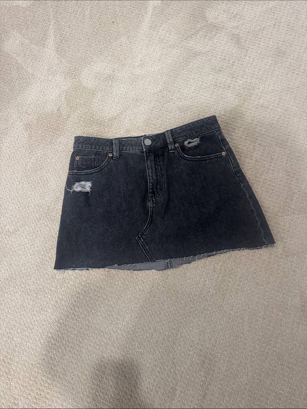 BDG Black Washed Distressed Denim Mini Skirt